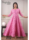 Pink Colour Stylista Casual Wear Foil Print Gown 10003